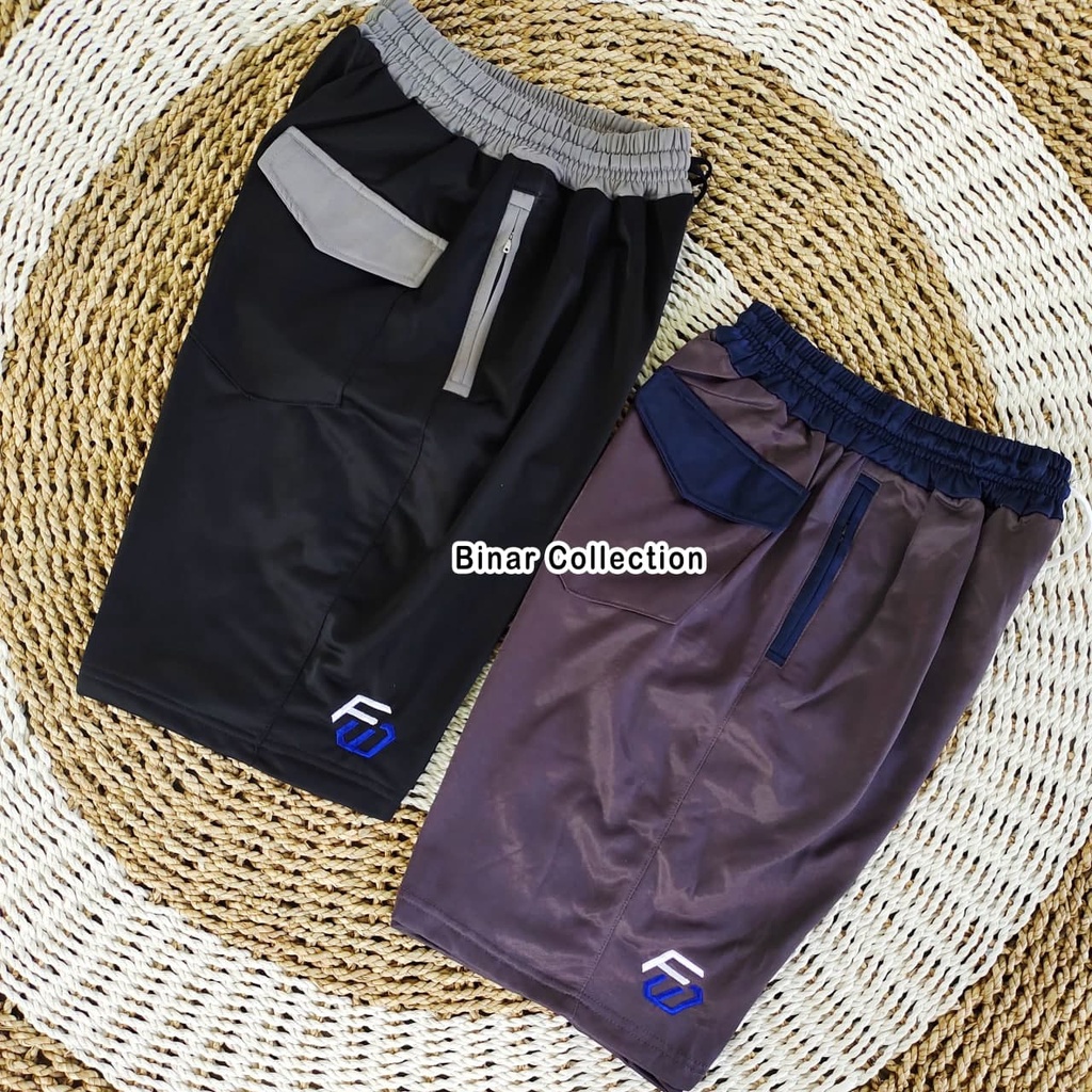 SHU 15- Celana pendek santai pria diadora zipper / kolor rib rip kombinasi laki laki kolor tebal allsize cowok murah harian Jumbo