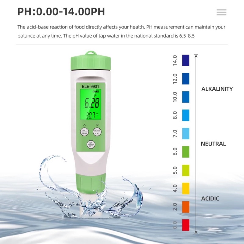 Bluetooth 3 in 1 PH TDS Suhu Meter Tester Digital Air BLE-9901