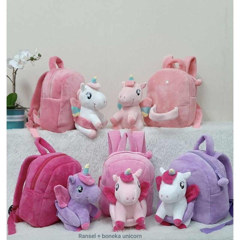 TAS ANAK BONEKA UNICORN,BONEKA BISA LEPAS#BABYIMPORT