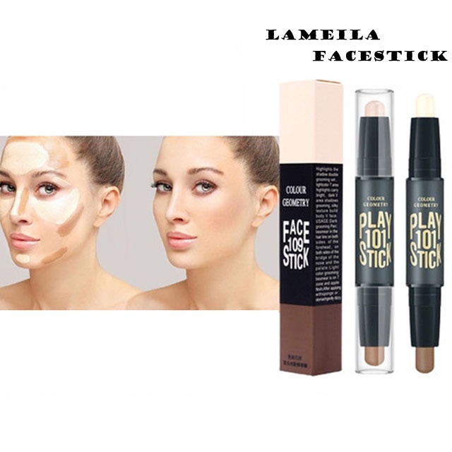 BEAUTY JAYA - LAMEILA 1002 Colour Geometry Face 109 Stick Contour Duo Cocealer Stick