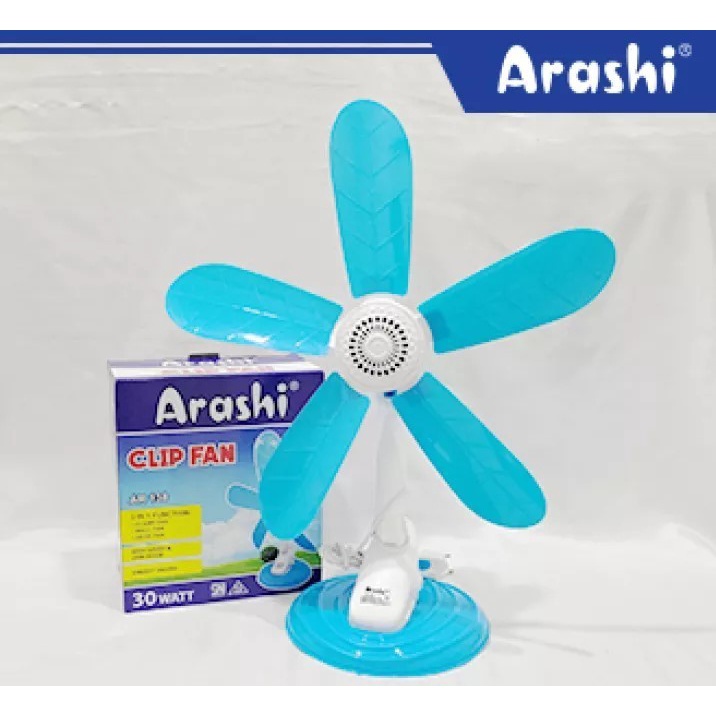Kipas Angin Listrik Jepit Arashi /Profan Clip Fan 3 in1 5 Baling-baling 20 Watt / 30watt