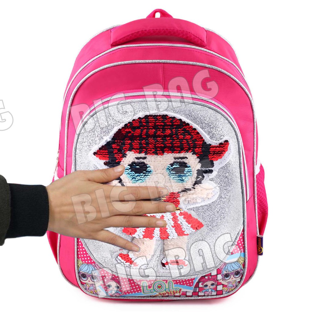 Tas Ransel Anak Perempuan Karakter Lol Surprise GLITTER-Tas Ransel Model Usap/Swipe Glitter+LUNCHBOX