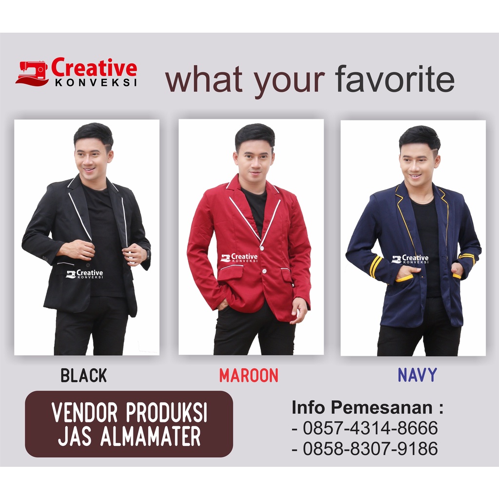 (BISA COD) konveksi Jas Almamater NAVY &amp; WARNA HITAM / Full Puring / Jas Mahasiswa / Varian Harga