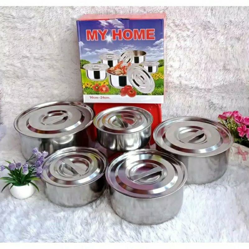 Panci Set 10pcs Stainless Steel / Panci India / Panci My Home Set / PANCI SET / PANCI STAINLESS + TU
