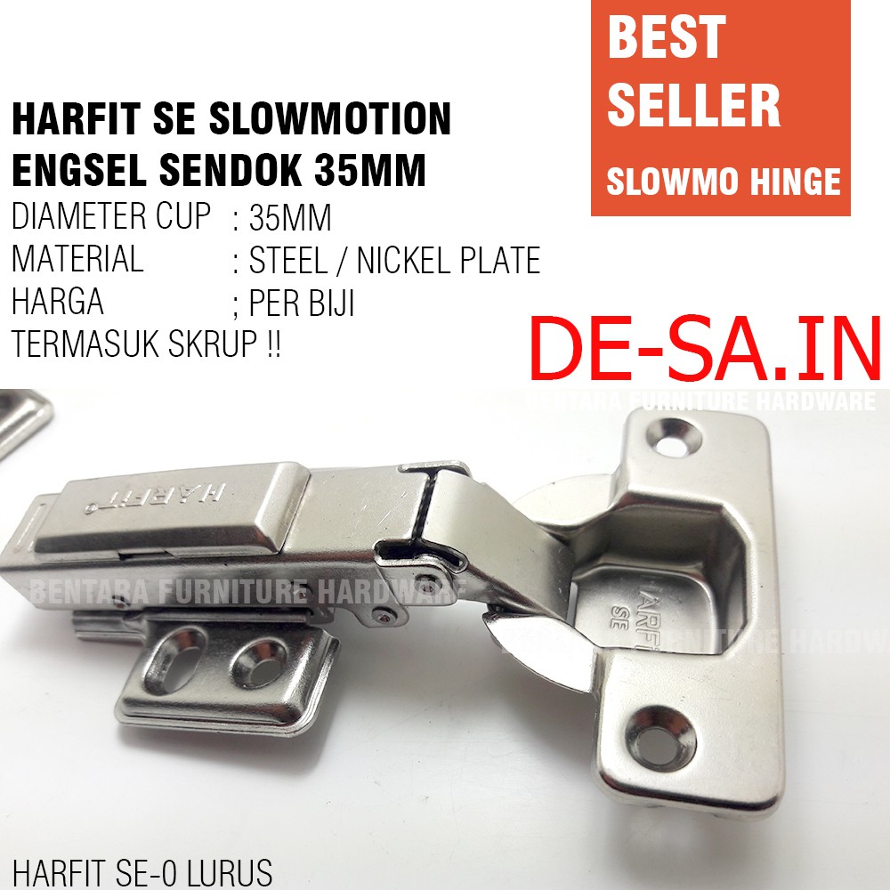 Harfit SE - 35MM  Engsel Sendok Slow Motion- Clip On Conceal Hinge Soft Closed SE-0 SE-8 SE-16 LURUS SETENGAH FULL BUNGKUK INSET HALF FULL OVERLAY