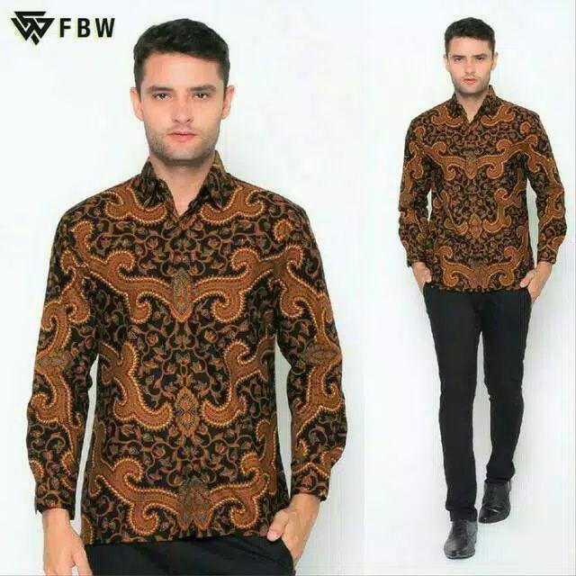 Kemeja Batik Kerja Big Size Jumbo Size Fit Xxl Ld 115 Warna Hitam Putih Casual Formal Kondangan