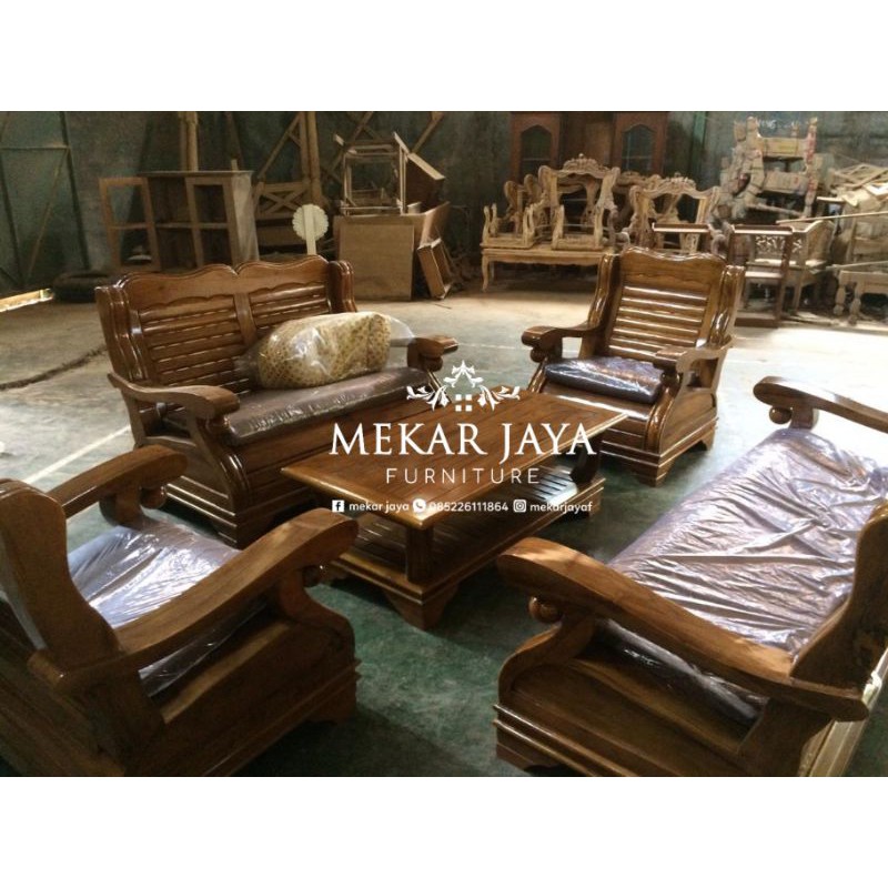Set Kursi Ruang Tamu Gajah Tulang Jari Jari Ukir Minimalis Jati Furniture Jepara Set Meja