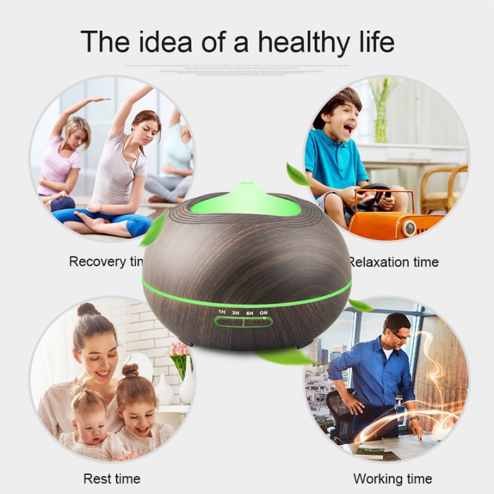 H10 - Wooden Essential Oil Aroma Humidifier 7 Color LED Light- 400ml