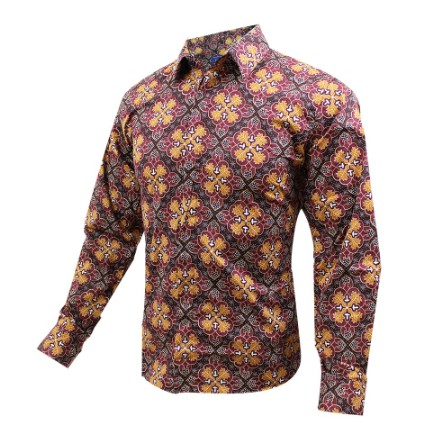 PROMO TOKO BARU | KEMEJA BATIK PRIA SLIM FIT ORIGINAL HEM RIO HEM BATIK PRIA SLIM  KATUN SOLO VR13