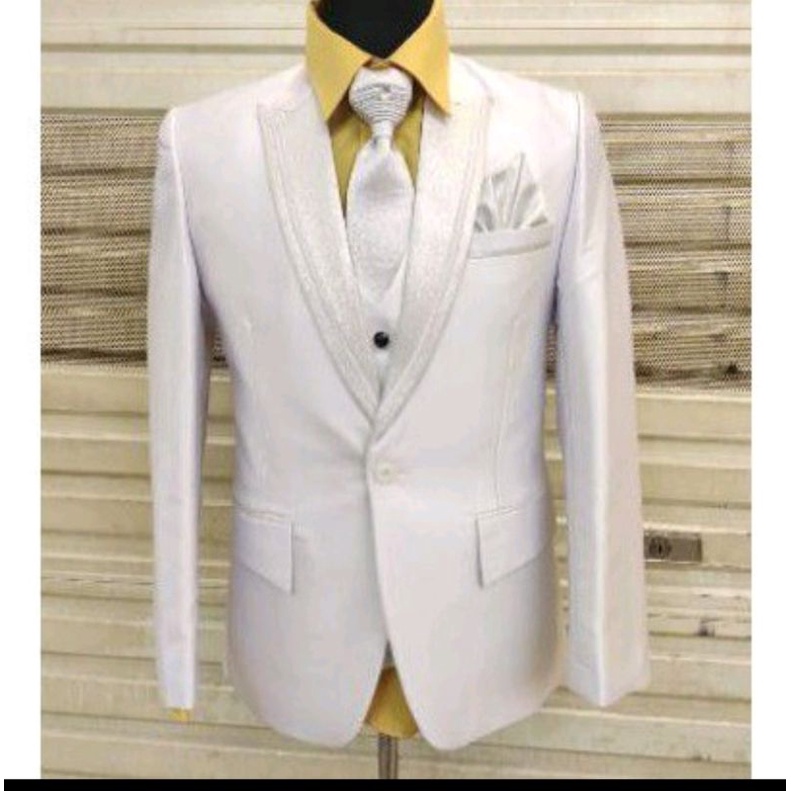 Jas wedding pria putih/jas pengantin pria Putih bw /jas akad putih broken white semi woll/jas formal