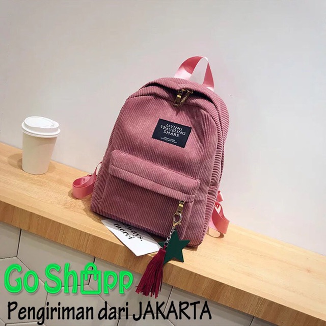 Tas Backpack Import - Tas Ransel Wanita - Tas Wanita Terbaru - Tas Backpack Bludru [BK06]