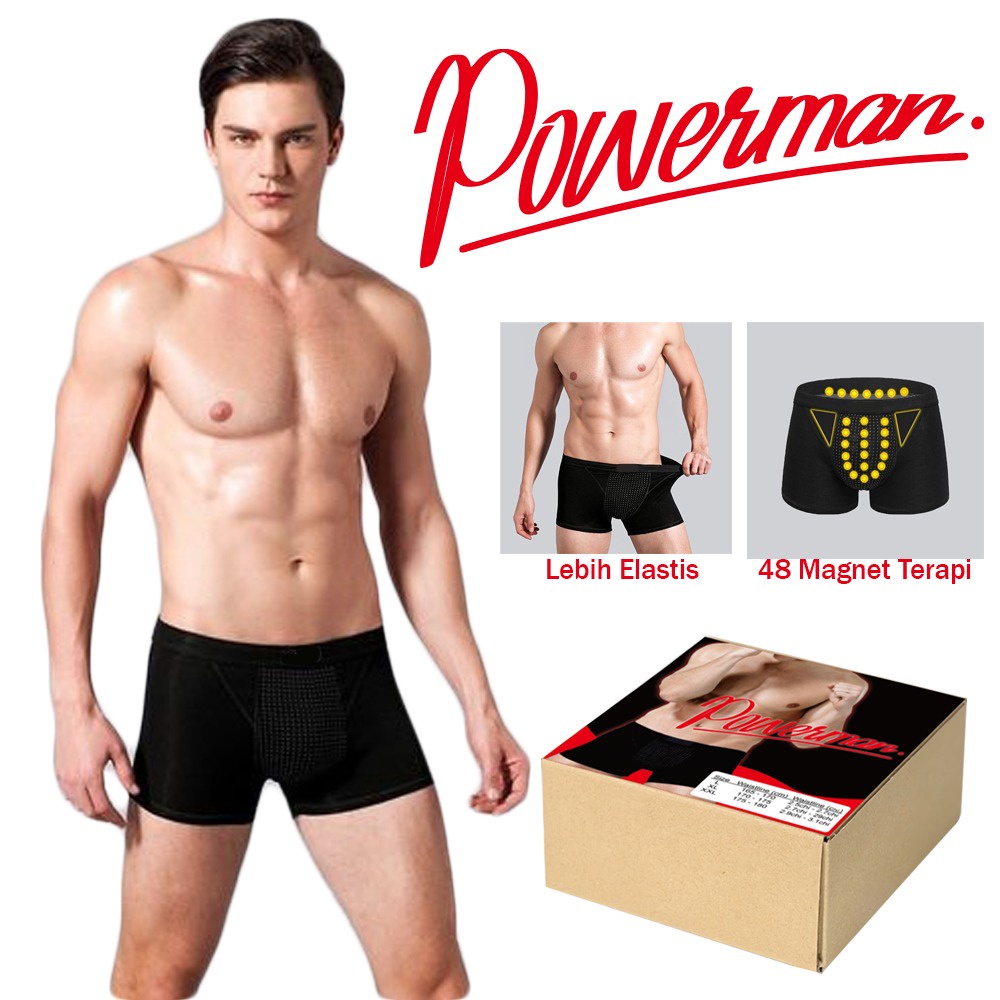 POWERMAN celana kesehatan cowok boxer brief magnetik karet