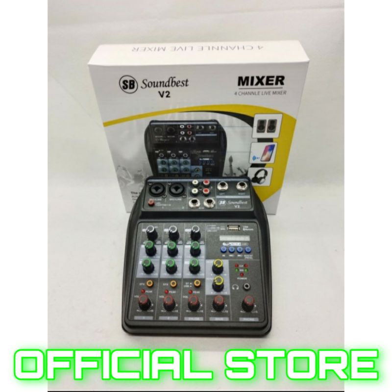 mixer audio 4 channel original soundbest v2 bluetooth usb recording