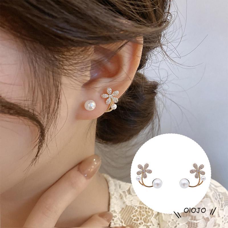 【COD】Anting Tusuk Silver Desain Bunga Hias Mutiara Gaya Korea Untuk Wanita Anting Tusuk Bentuk Bunga Aksen Mutiara Imitasi