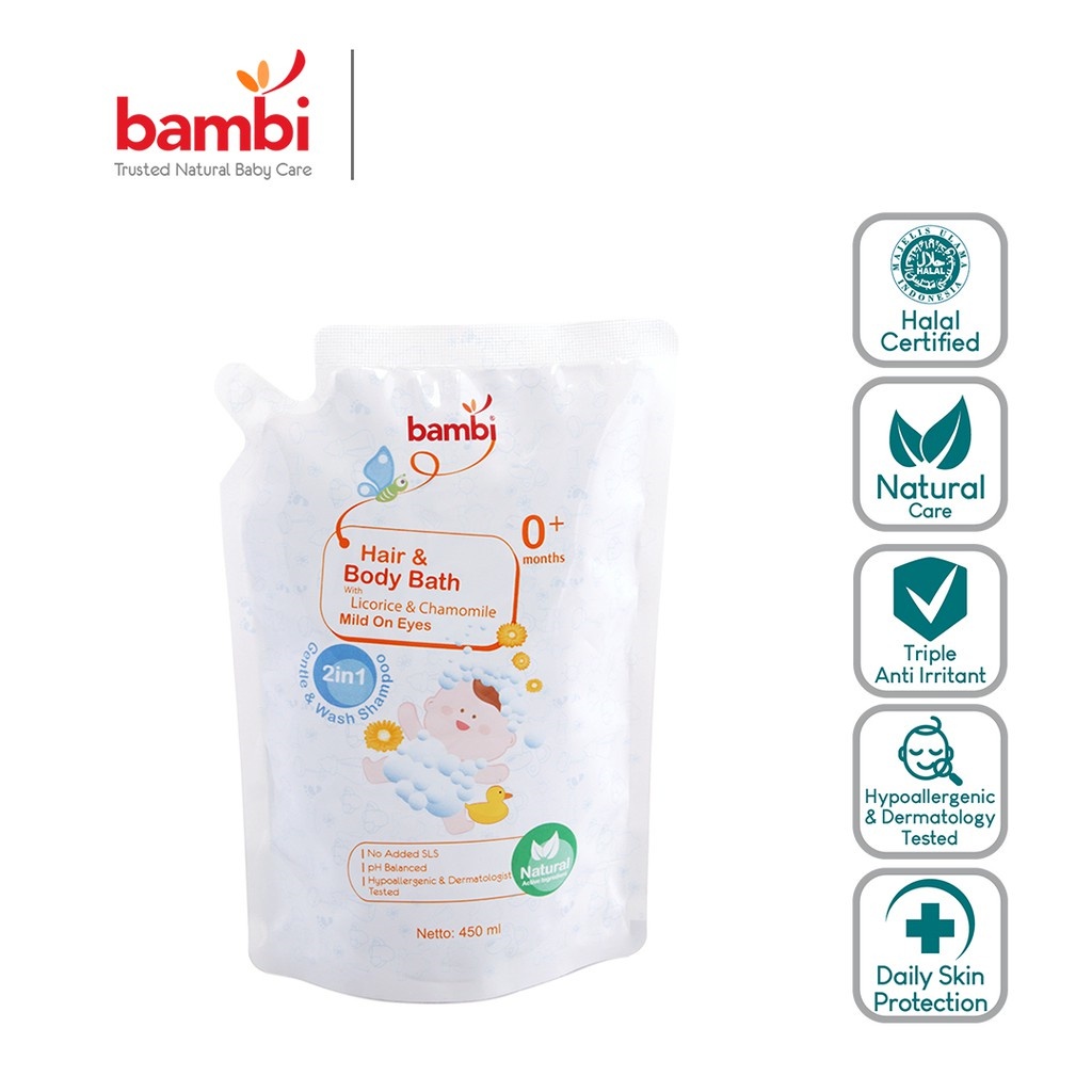 PERA616 BAMBI BABY HAIR AND BODY BATH 2 IN 1SABUN BAYI 200ML / refill 450ml