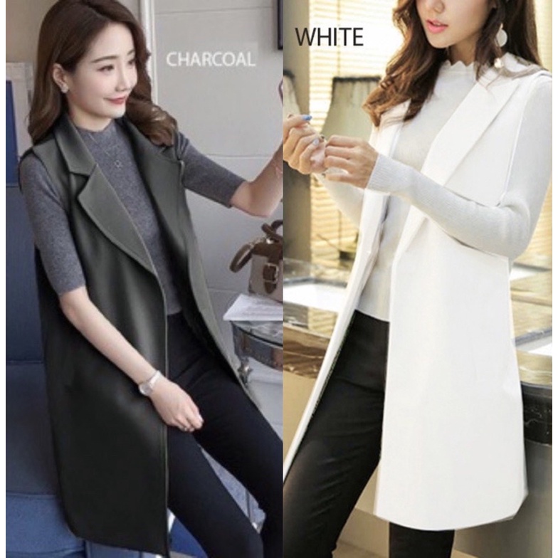 Blazer Blezer Vest Long Panjang Wanita Tanpa Lengan Korea Kekinian A30