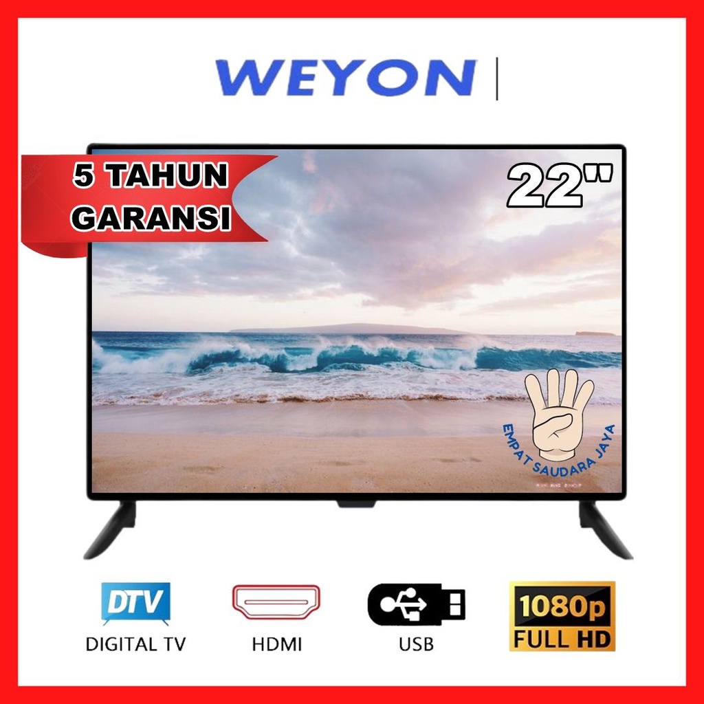 NEW TV LED 22 FULL LAYAR DIGITAL SUPPORT DVBT2 HDMI VGA AV DAN USB GARANSI 1 TAHUN RESMI