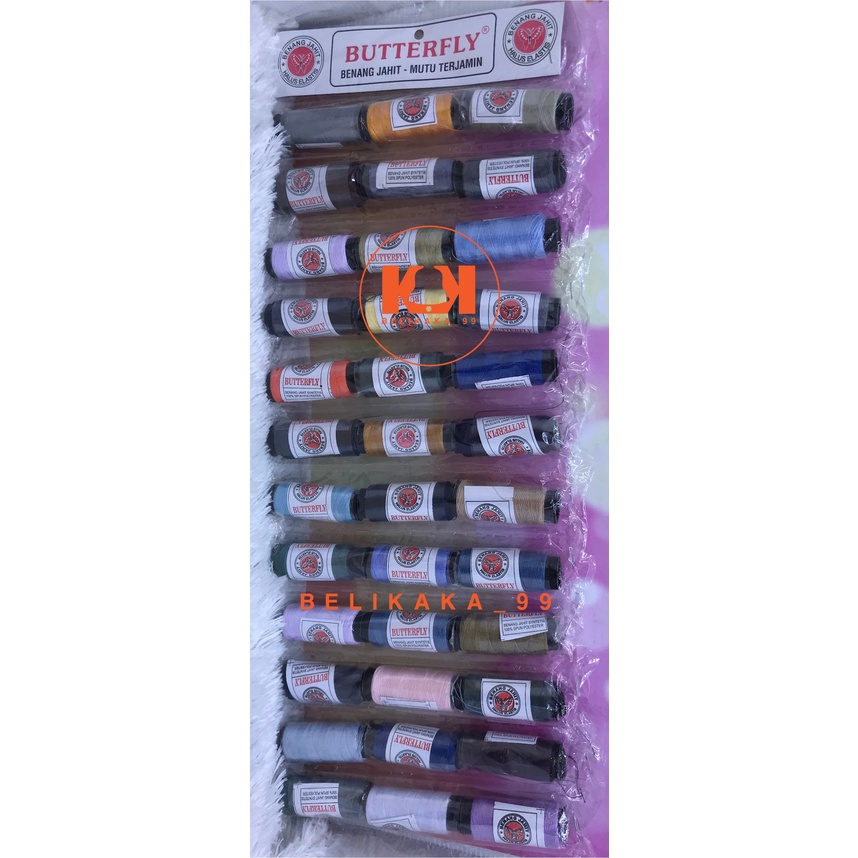 (36 PCS) BENANG JAHIT BESAR MEREK BUTTERFLY DAN SUPER DRAW LEMBARAN ISI 36 PCS WARNA PUTIH HITAM CAMPUR WARNA / BENANG JAHIT BUTTERFLY / BENANG JAHIT HITAM / BENANG JAHIT PUTIH / BENANG JAHIT WARNA / BENANG JAHIT LEMBARAN / BENANG JAHIT SUPER DRAW