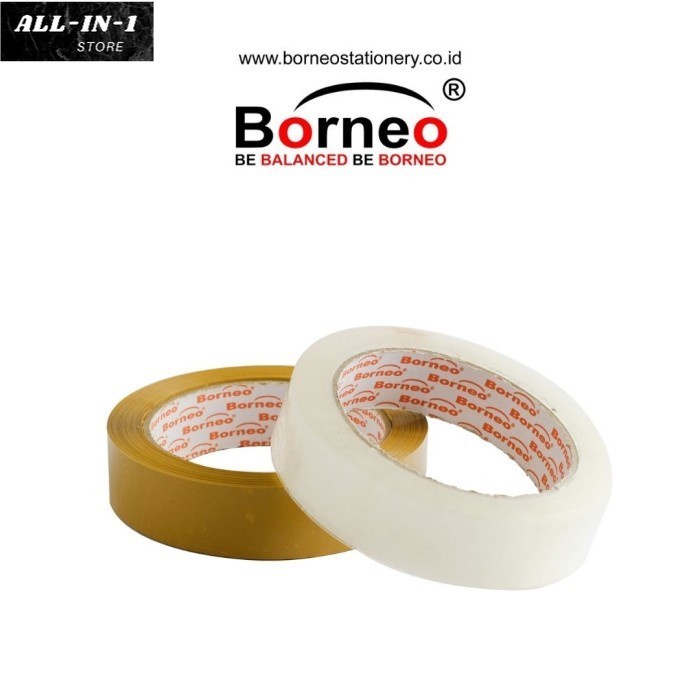

Borneo Lakban OPP Warna Coklat / Bening Ukuran 36mm x 90 Yard, Solasi, Isolasi Kuat