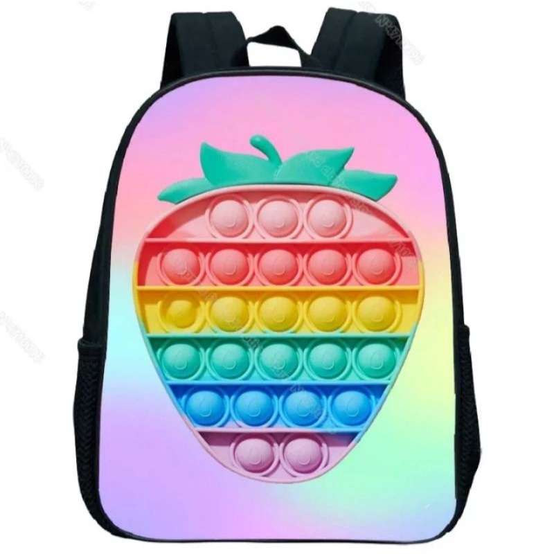 PTM-tas ransel anak motif aneka printing pop it-tas sekolah anak laki-laki perempuan TK SD-