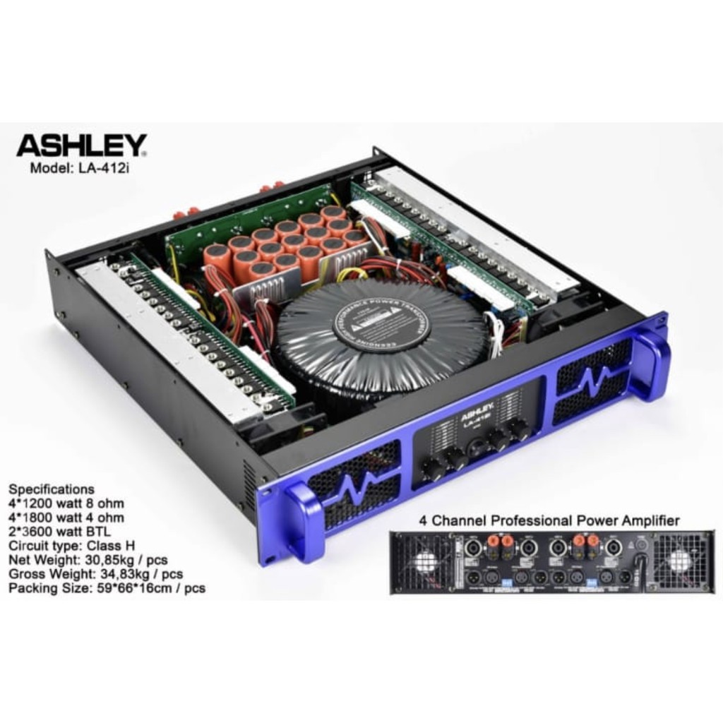 Power Amplifier Ashley LA412 I. 4 Canel. LA 412 I ORIGINAL