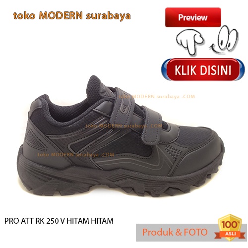 PRO ATT RK 250 V HITAM HITAM sepatu anak sekolah sneakers kets velcro