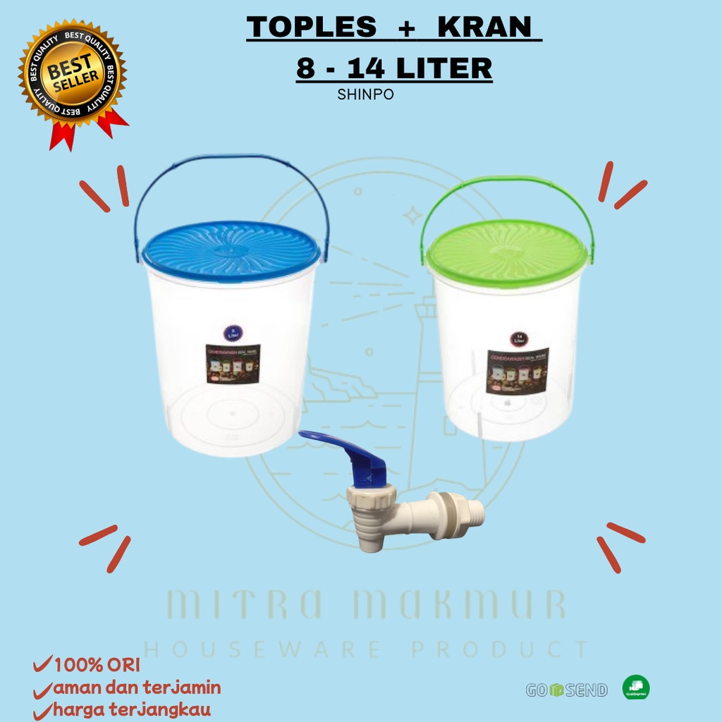 SALE!! SHINPO - TOPLES KUE PLASTIK BULAT KEDAP UDARA 8-14 LITER / TOPLES RAMADHAN / TOPLE + KRAN