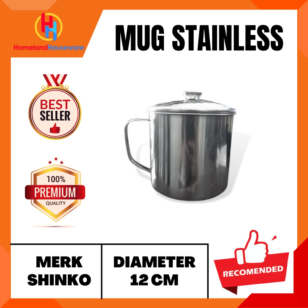(SIAP KIRIM) MUG 555 12CM STAINLESS / MUG SHINKO / CANGKIR STAINLESS / MUG STAINLESS