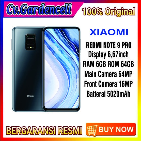 XIAOMI REDMI NOTE 9 PRO RAM 6/64GB GARANSI RESMI | Shopee