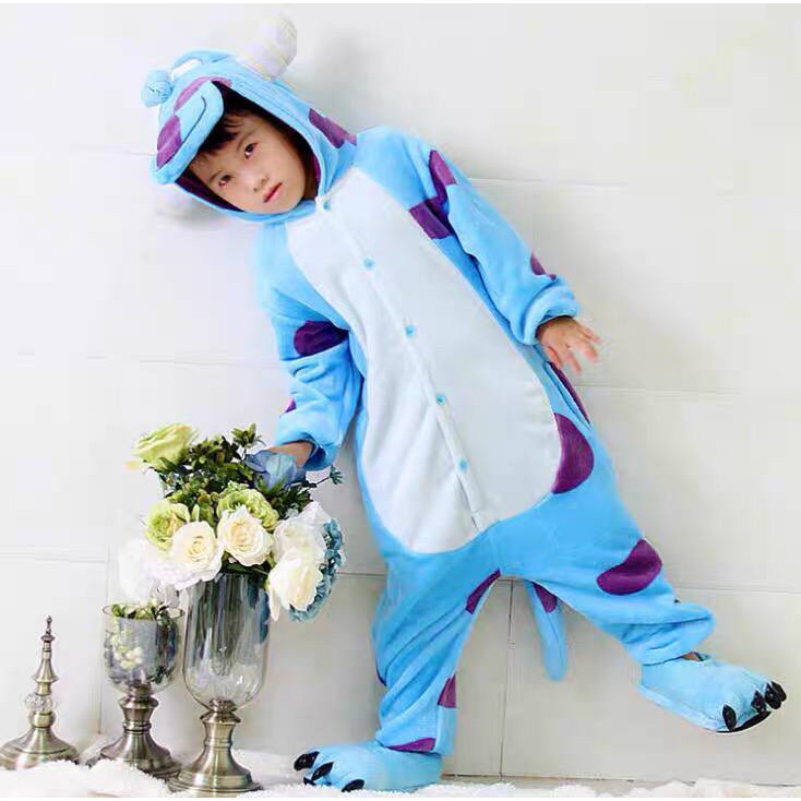 BAJU ONESIE SULLEY MONSTER UNIVERSITY BONEKA PIYAMA KOSTUM PESTA ANAK