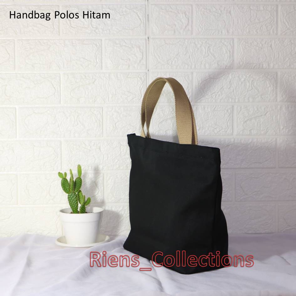 HANDBAG TAS JINJING KANVAS POLOS WARNA HITAM. Riens Collections