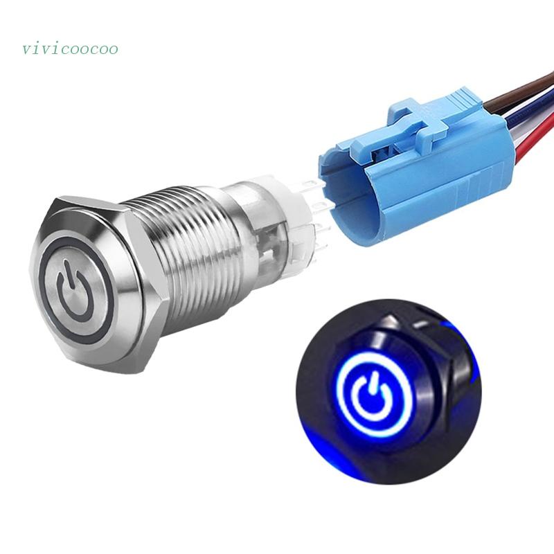 Vivi Tombol Tekan Power LED Mini Elektrik Anti Air 16 / 19 / 22 / 25mm