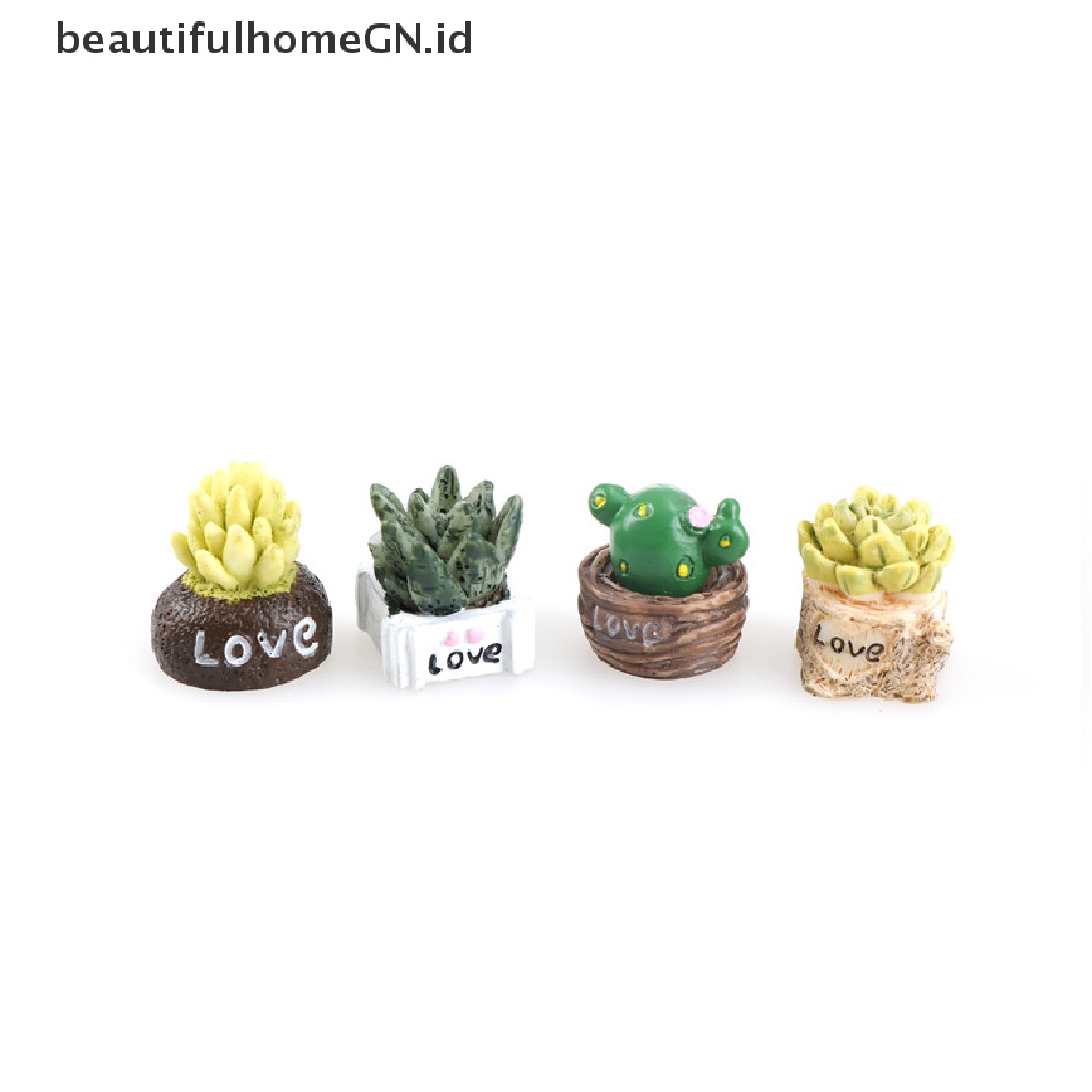 4 Pcs Miniatur Tanaman Micro Gnome Terrarium Bahan Resin Untuk Dekorasi Taman