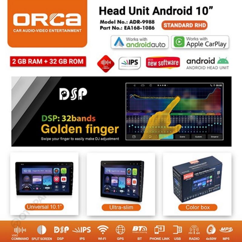 Head Unit ANDROID 10 inch CIVIC FD 2006 - 2011 ANDROID ORCA ADR 9988 ANDROID AUTO APPLE CARPLAY ORCA ADR 9988 NEW SERIES