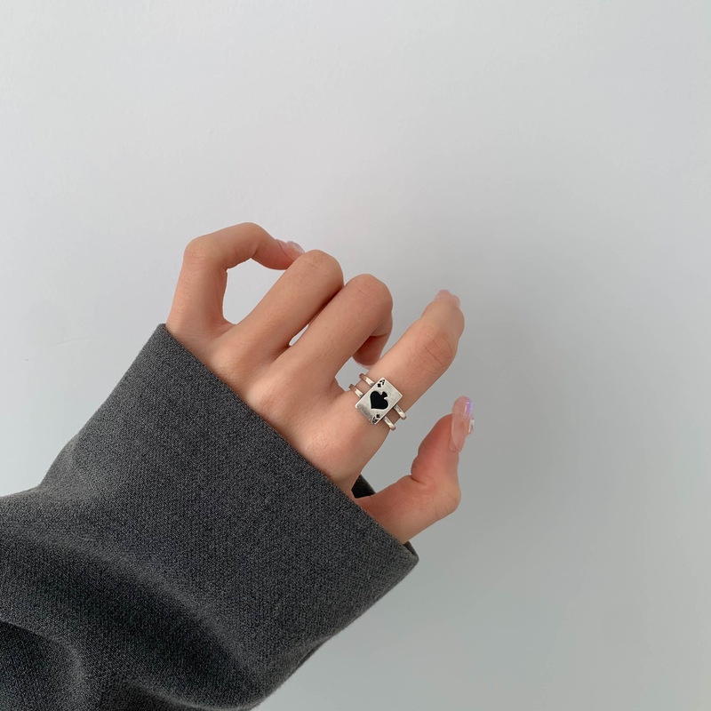 Cincin Bentuk Hati Bahan Alloy Dengan Berlian Imitasi Untuk Wanita