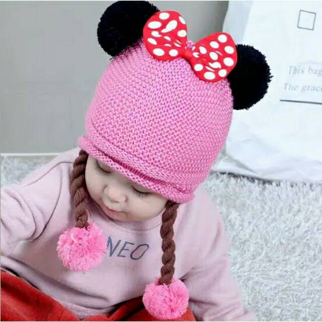 Topi kupluk kepang rambut palsu topi bayi kupluk bayi rmbut