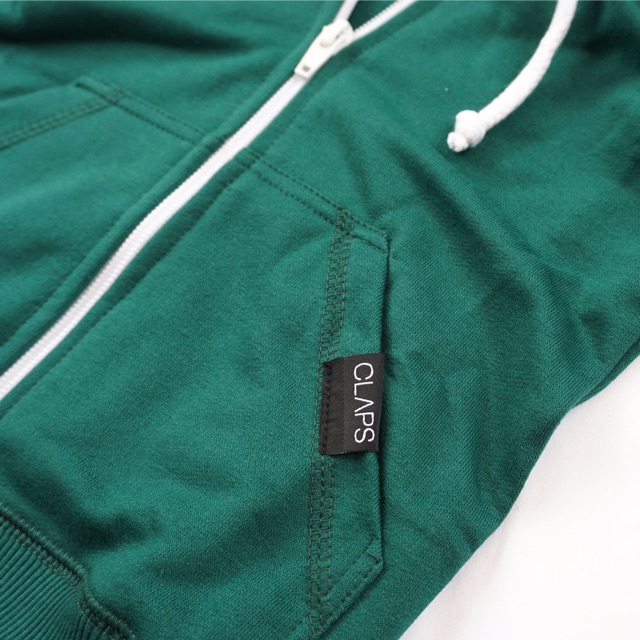 CLAPS - Green Basic Zipper Hoodie (Hoodie Polos Anak)