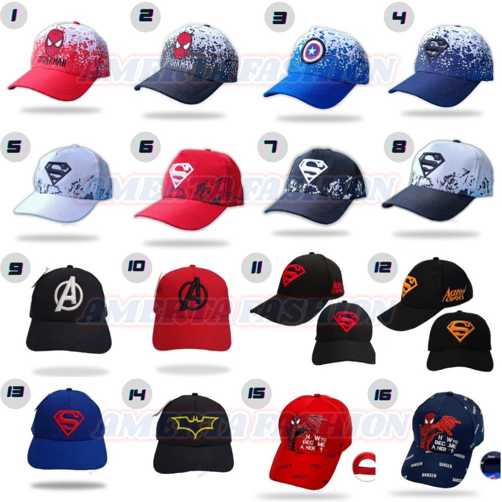 Topi Anak Laki Laki Perempuan SP 1 M 2 Cowok Cewek 3 4 5 6 7 8 9 10 Tahun  Baseball Karakter Sablon
