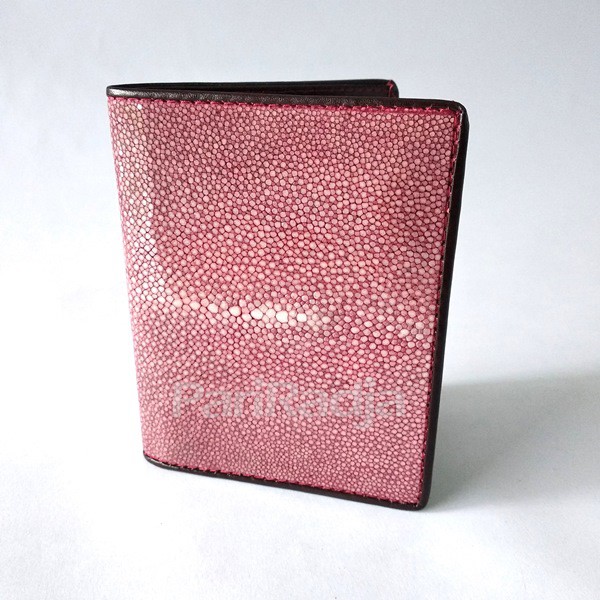 Dompet Kulit Ikan Pari Asli Polish Marun - Dompet Kulit Ikan Pari Model Berdiri