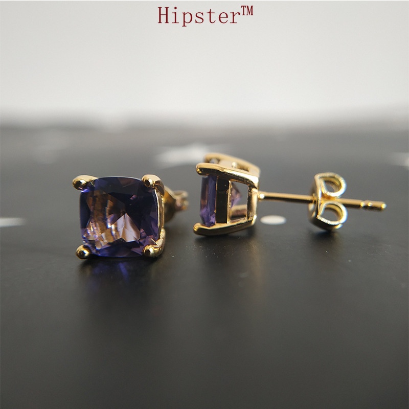 Popular Amethyst Simple Temperament Trendy Stylish Earrings