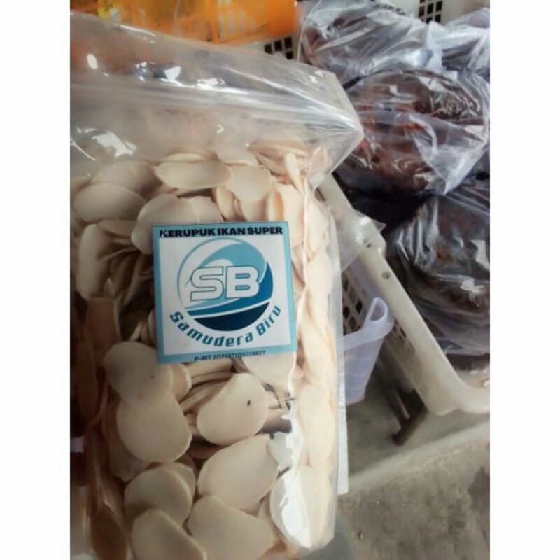 

Kerupuk ikan super mentah cap samudera biru, netto 500 gram