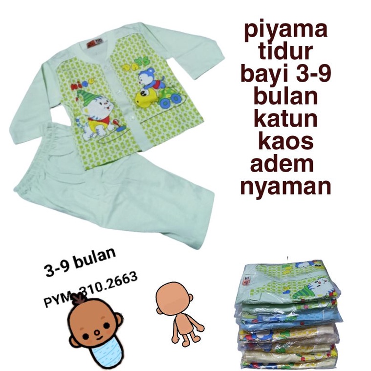 Baju bayi Piyama  /  Pakaian Bayi UNISEX  /  Baju Bayi Panjang   (0 - 6 BLN)