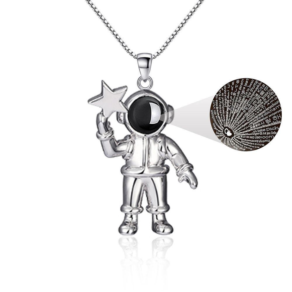 R-bunga Kalung Liontin Fashion Perhiasan925 Sterling Perak Astronot Zirkon Kristal Kalung