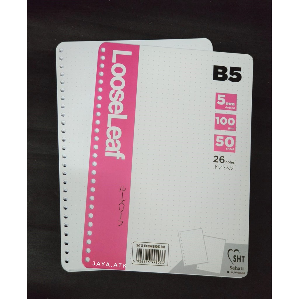 KERTAS BINDER B5 26 RING LOOSE LEAF DOTTED TITIK 100 GSM 50 LEMBAR ISI BINDER NOTE