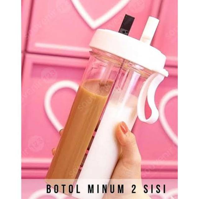 Botol Minum Dua Sisi dengan Sedotan Duet Couple bottle 600ml