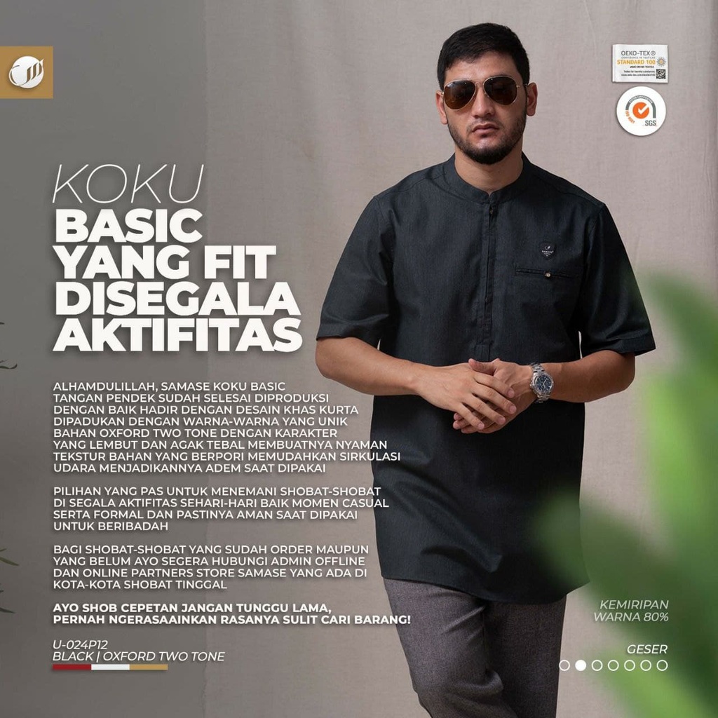 SAMASE Koku Basic Lengan Pendek U024P - Black