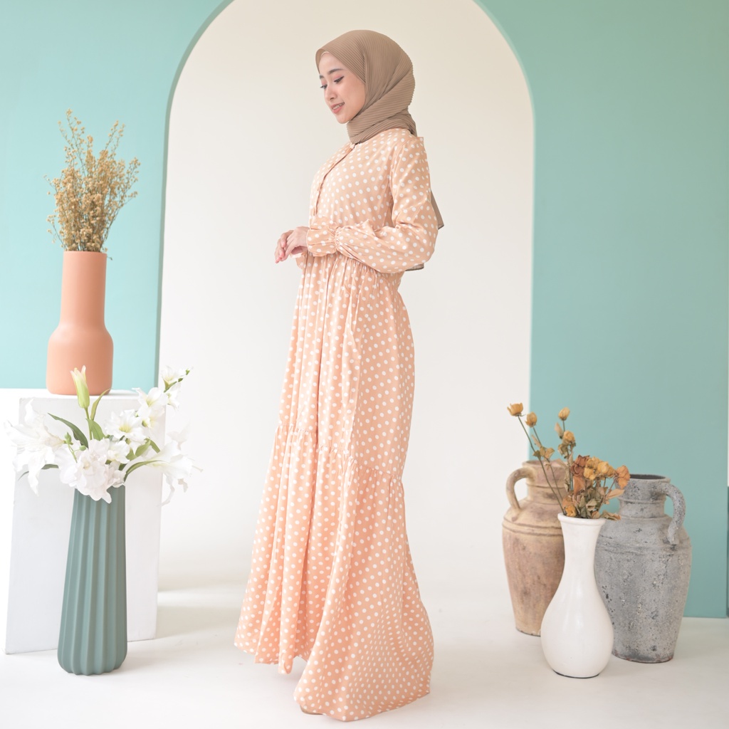 RILLEY - Gamis Polkadot Azura | Dress Rayon Terbaru | Fashion Muslim Syari Wanita