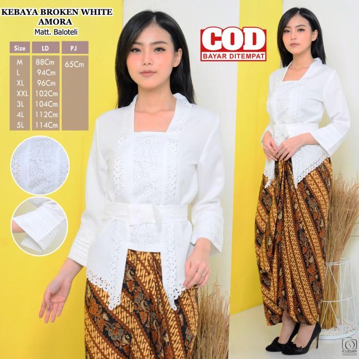 Atasan Kebaya Kutu Baru Encim Modern Putih Tulang Jumbo / Kebaya Akad 067
