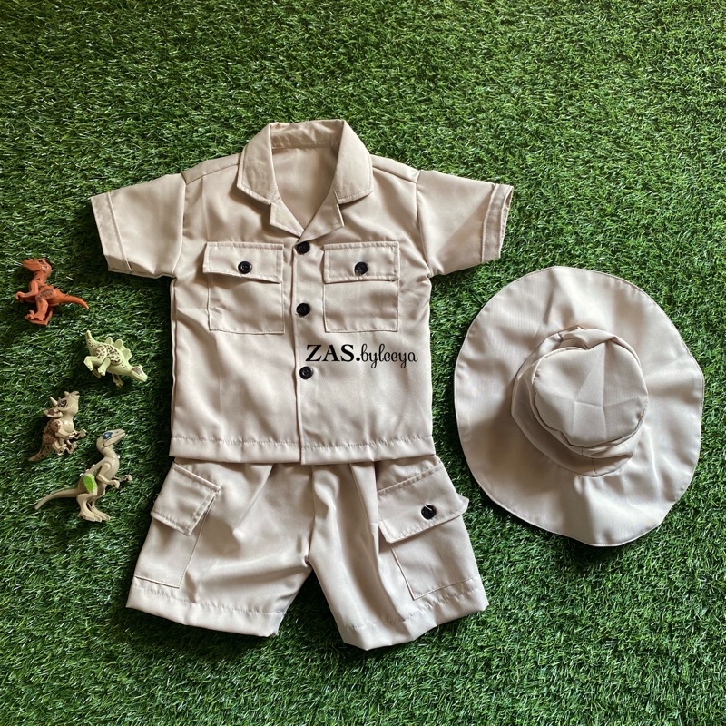 BAJU SAFARI, BAJU KEBUN BINATANG, KOSTUM NEWBORN, NEWBORN PROPS, PROPERTI FOTO BAYI