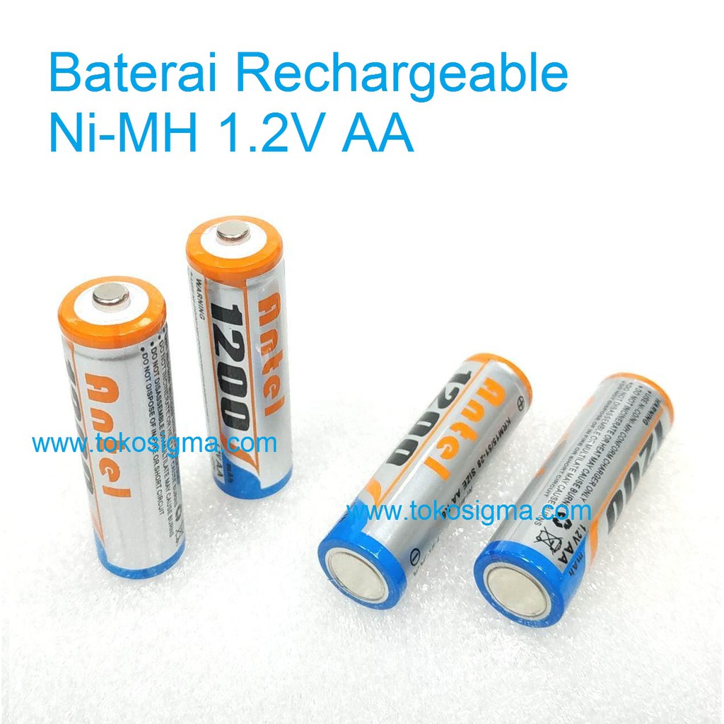 2PCS Baterai isi ulang RECHARGEABLE BATTERY AA R6 Ni-MH 1200mAh 1.2V Antel